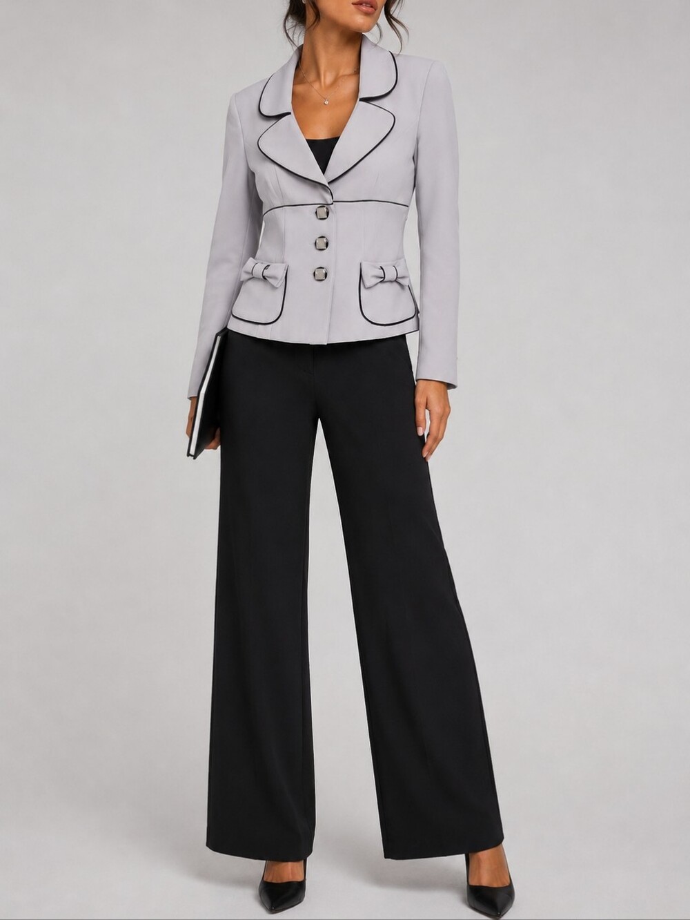A-list Y2K Gray Lavender Black 2 Piece Pantsuit Set 7 Office Siren Coquette